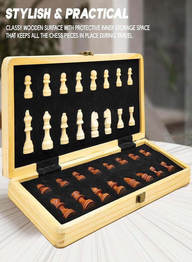 VGRASSP 12 Inch Foldable Wooden Magnetic Chessboard Set Toy - Tournament-Style Premium-Build Chess Set with Magnetic Chessmen Pieces - Ideal for Family Games - Multicolor - Image 2